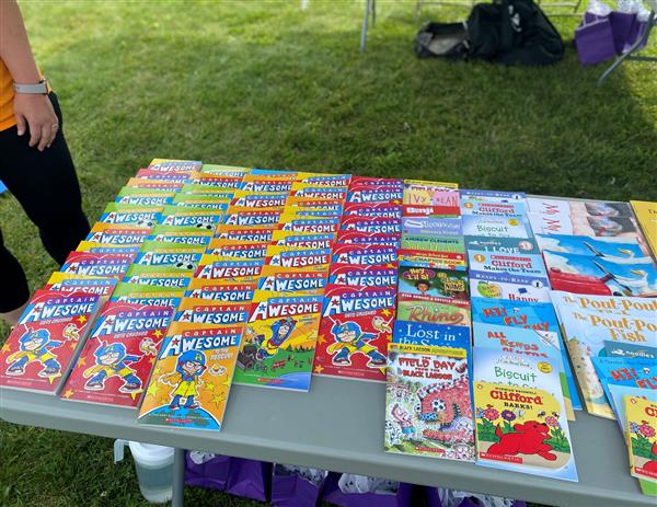 New books to be distributed to children attending the Family & Community Festival in September 2022.
